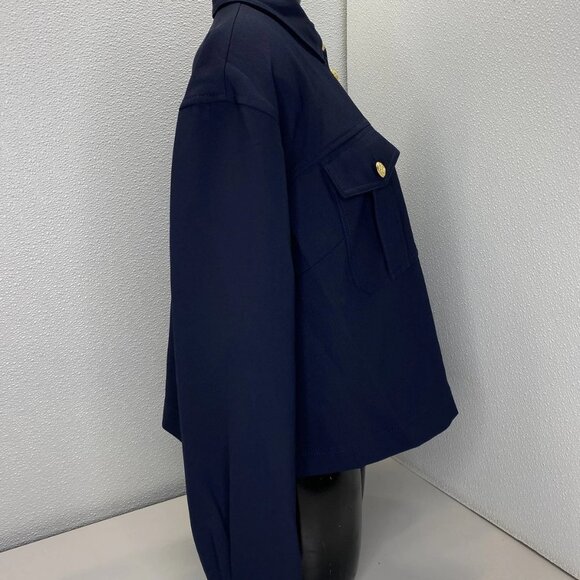 NEW VERONICA BEARD Women's Colivin Cropped Top Navy Blue Size 8 – Long Sleeve - Picture 7 of 11